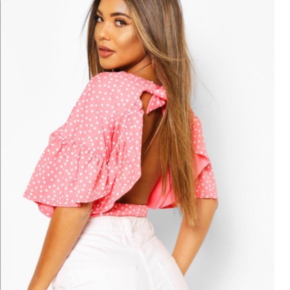 Boohoo polka dot blouse